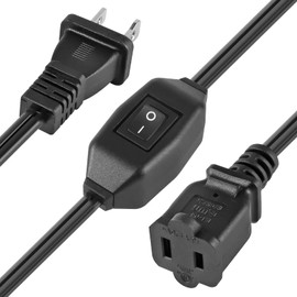 VSEER 2 Prong Polarized Plug Extension Cord with On Off Switch 12A/125V USA Outlet Saver Power Cord SPT-2 16AWG for Chargers/Lamp/Power Adapters etc,2FT,Black