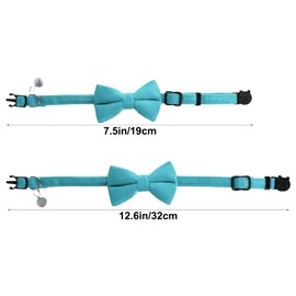 4 PCS Velvet Cat Collar with Bell and Bowtie, Adjustable Breakaway Safety Collars for Kittens, Puppies, Cute Pet Party, Wedding, Birthday, Graduation Accessories