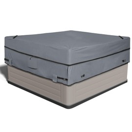 AKEfit Outdoor Waterproof and Weatherproof Hot Tub Cover 85 x 85 inch fit 84 x 84 or 83 x 83 or 82 x 82 or 7 ft x 7 ft Square SPA 600D Heavy Duty Cover Protectors Protective Cover Cap