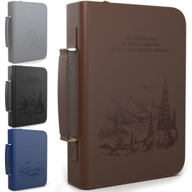 DEHITE Bible Cover Case for Women and Men – Leather Bible Carrying Bag Large Size – | Fits Book 7 x 10.1 x 1.9 in | Pen Slots | Zippered Pocket | Premium Faux Leather – Brown Bible Accessories