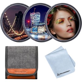 Walking Way Variable 4,6,8 Points Star Filter Starburst Filter 72mm Star Filter Sets Cross Screen Effect Filter Kit with Filter Pouch for DSLR Camera Lens