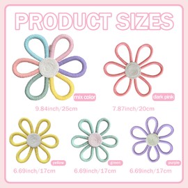 5 Pcs Boho Daisy Flower Wall Decor 3 Size Woven Floral Art Wall Hanging Supply for Boy Girl Multicolors Bohemian Home Bedroom Room Decorations