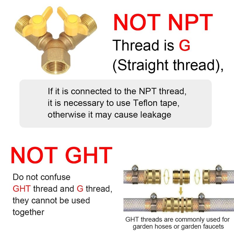 Joywayus 3 Way Split Brass Shut Off Ball Valve Fitting