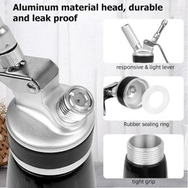 TFORESTER Whipped Cream Dispenser–Stainless Steel, 3 Nozzles, Extra-Large Capacity Whipping Cream Maker for Desserts, Coffee, Cocktails, and More