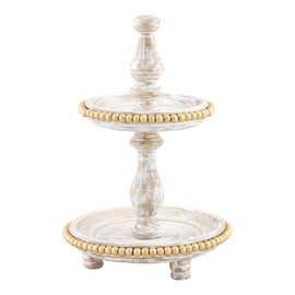 Mud Pie Mini Gold Bead Tiered Server, board 9 1/2" x 7 1/2" | spreader 5 1/2"