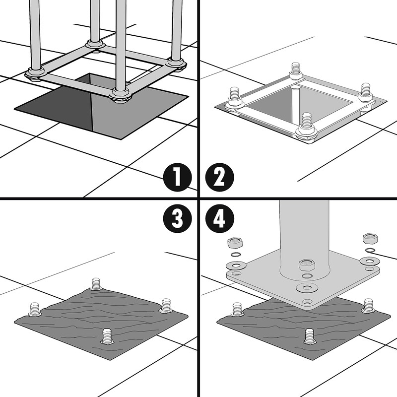 Colourtree Reinforced Base Frame for Shade Sail Pole, Versatile Use