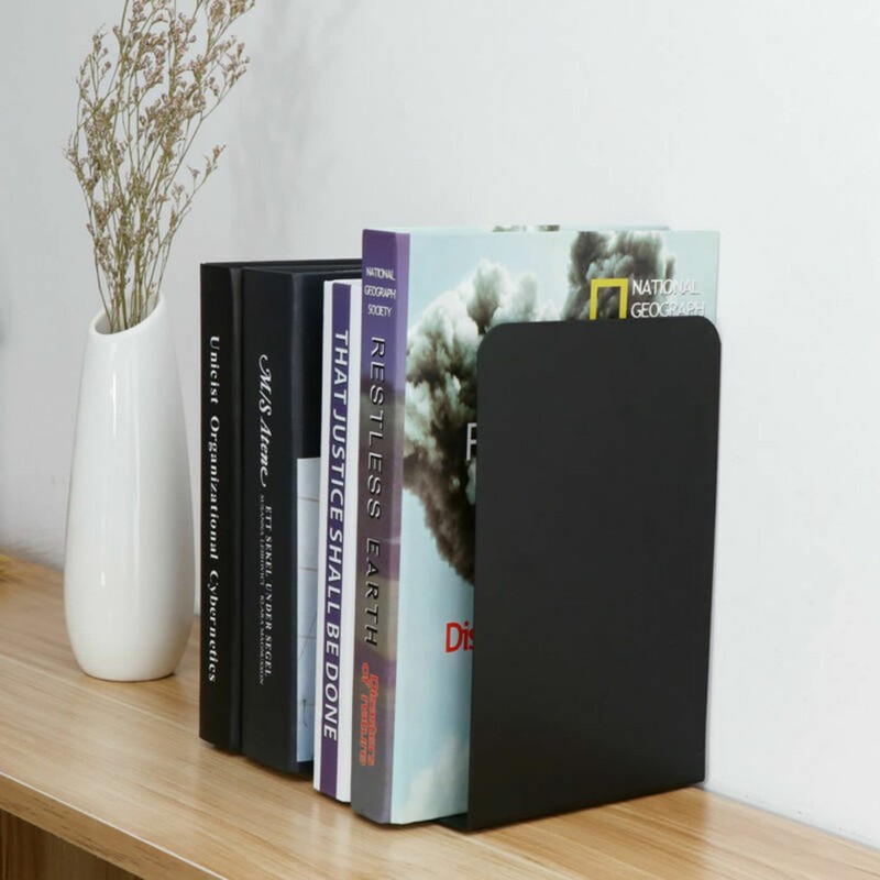 2PCS Heavy Duty Metal Bookends Decorative Book Ends Office Stationery