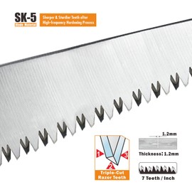 Folding Pruning Hand Saw 5 Inch Camping Wood Mini Small Saw Garden Tree Saws Japanese Pull Razor Teeth Saws Durable for Wood Branches Bone Camping with SK-5 Steel Blade.