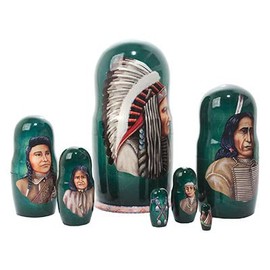 Golden Cockerel Indian Chiefs Nesting Doll 7pc./8''