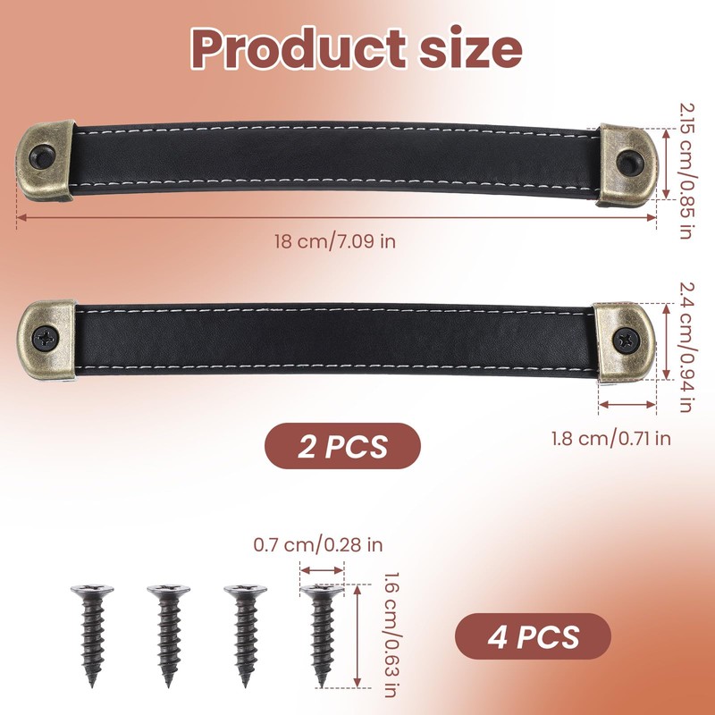 Mabor 2 Pcs Leather Handles for Drawers Leather Trunk Handles