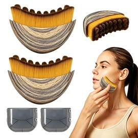 Cepillo de Drenaje Linfático Facial, Cepillo Seco para Contorno Facial, Anti Hinchazón, Escultura de Mandíbula, Alivia Fatiga, Mejora Absorción de la 