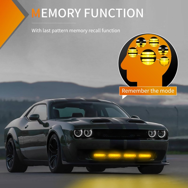 Nilight 4PCS 6LED Amber Emergency Strobe lights 12V 24V Surface