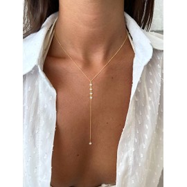 Gold Necklace for Women, Y-Shaped Pendant Necklace Trendy Layered Dainty Long Necklaces