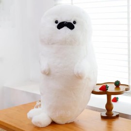 OUKEYI 23.7 inch /60cm Seal Plush Pillow，Chubby Plush Hug Pillow， Soft Seal Stuffed Animal Toy， for Boys Girls, Kids Gifts for Birthday,Valentine,Christmas (White)