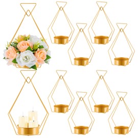 Ninehaoou 10 Pcs Gold Vases for Centerpieces Wedding Geometric Vases Trumpet Vase for Table Geometric Metal Flower Stand for Weddings Party Decoration Centerpiece Table Decorations