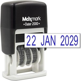 MaxMark 2000 Military Date Format (DD/MM/YYYY) - Self Inking Date Stamp - Blue