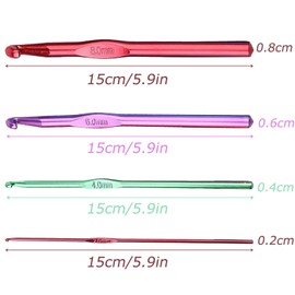 4 Pcs Crochet Hooks Set Multicolor Aluminum Knitting Needles Metal Crotchet Hooks Ergonomic Handle Crochet for Beginners or Professionals