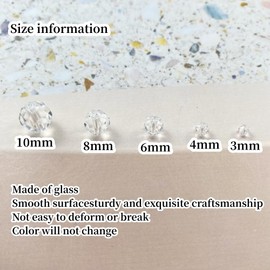 Xinhongo Crystal Glass Beads 50 Pieces 10mm Round Faceted Crystal Glass Bead Spacer Beads for Jewelry Making Bracelet Earring Necklace DIY Craft Making Supplies(Crystal Clear)