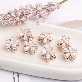 Pearl flower hair clip, mini hair clip, bangs clip, hair clip / 진주플라워 집게핀 미니헤어핀 앞머리핀 헤어집게핀