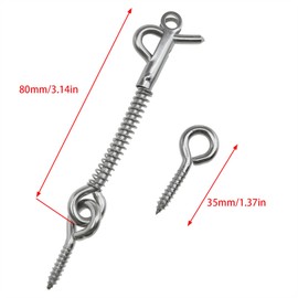sunnates 2 PCS Stainless Steel Spring Hook and Eye Safety Latch 3 Inch Hook and Eye Safety Latch for Home Farm or Camping Trailers