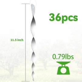 SUGOOE 36 Pack Bird Reflector Rods, Spiral Hanging Reflective Bird Devices to Keep Birds Away from House Windows, Outdoor Gardens, and Yards