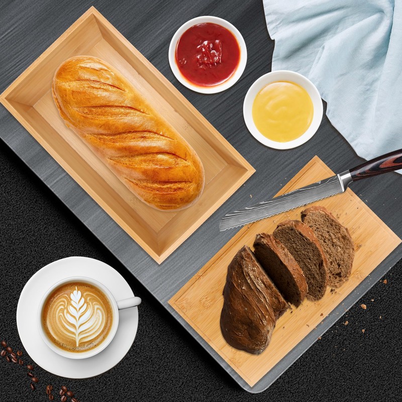 Jasvelly Bamboo Bread Bin with Chopping Board Lid and Linen