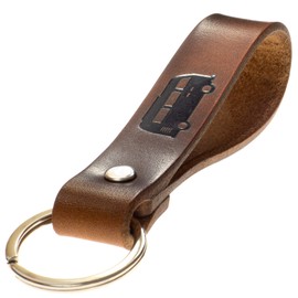 ELBERCRAFT® Leather Key Fob Organiser for Your Key Bag Keychain Made in Germany Brown Engraving Gold Black, Camper, Retro