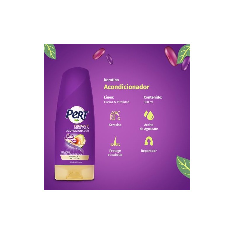 PERT, Acondicionador Keratina Cabello fuerte, flexible y resistente a agresiones