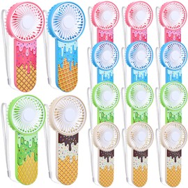 VIHOSE 12 Pcs Mini Handheld Fans Bulk Summer Ice Cream Drip Electric Portable Battery Operated Hand Held Fans with Lanyard for Team Gift Outdoor Sport Party Favors Battery Not Include