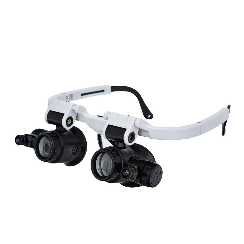 Loupe Magnifier Glasses Head Mount with LED Light Adjustable Glasses