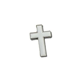 GBJUK Small White Cross Crucifix Pin Badge Lapel Badge with Butterfly Clasp Back