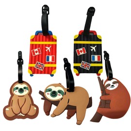 Pack of 5 Suitcase Tags, Sloth Luggage Tags, PVC Waterproof Address Tags, Cartoon Suitcase Name Tag, Travel Suitcase Tag Decoration for Travel Luggage Tag Identification Luggage