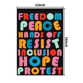 Hands Off Protest Signs Garden Flag, Resist Political FDT Small Yards Flags For Outdoor, Outside Home Decor Gift for Friend 12x18 Double Sided.