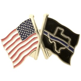 USA FLAG AND TEXAS STATE THIN BLUE LINE SUPPORT LAPEL PIN - BRAND NEW