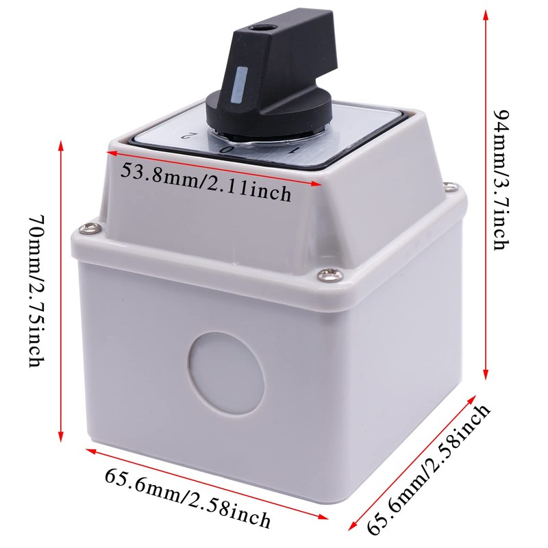 Taiss Changeover Switch 3 Position Selector Switch Box 8 Terminals