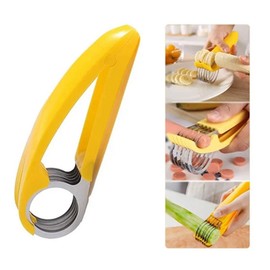Generic 2 PCs Banana Slicer Fruit and Vegetable Salad Peeler Fruit Cutter sausage ham Peeler slicers Kitchen Tools, Yellow
