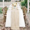 Eviznbou Beige Table Runner 2 Pcs 90x300cm Rustic Gauze Fabric