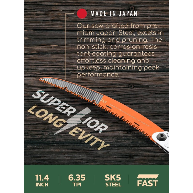 LAGOM Folding Camp Saw for Cutting Branches, 11.4" Curved Blade