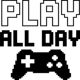 Play All Day Gaming Vinyl Decal Sticker for Car/Window/Wall (Black Matt)