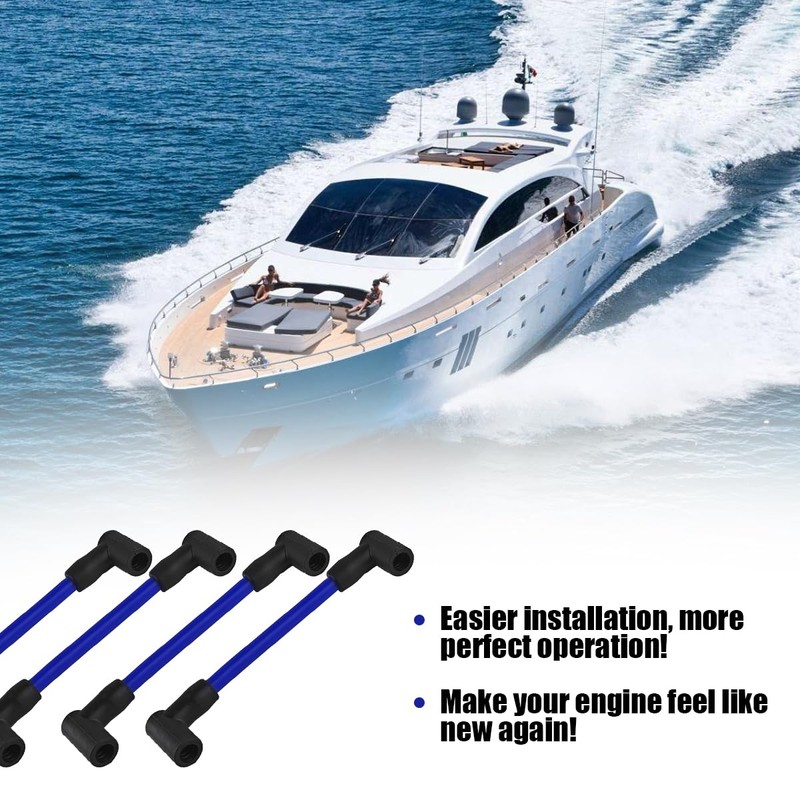 TNAIYH 4PCS Marine Spark Plug Wire Set, 6" High Performance