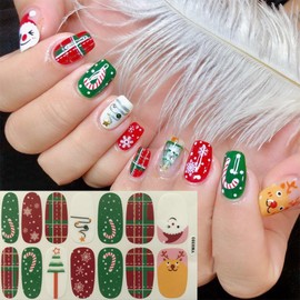 Christmas Nail Wraps Full Stickers Nail Polish Strips 6 Sheets Self-Adhesive Nail Decals Strips with 1Pcs Nail File Snowflake Santa Claus Xmas Tree Christmas Nail Stickers for Women Nail Art Decor