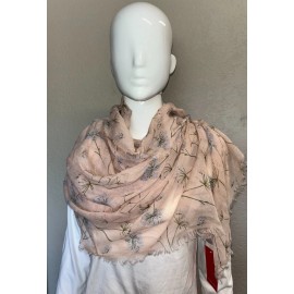 Rampage Lot of 6 Rampage Floral Scarfs w/Rings (2 Each Of Light Pink/Light Blue/White)