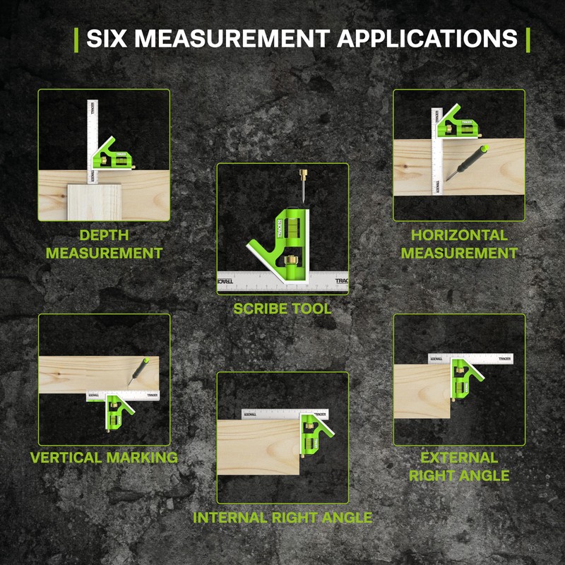 TRACER Combination Square 150mm (6 Inch). 45/90 degree Measuring Tool