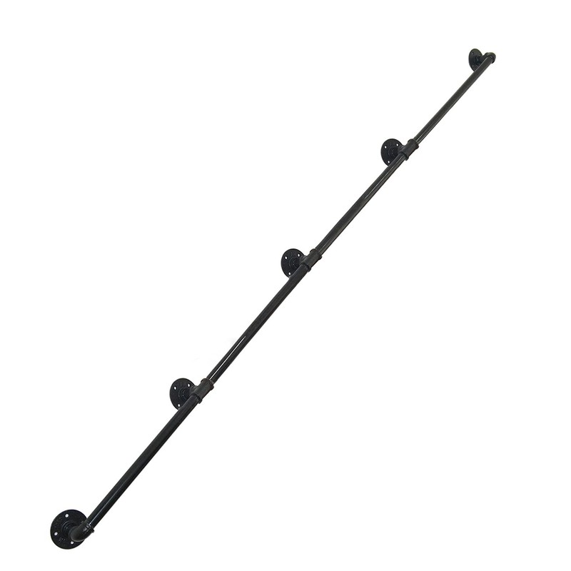 DIYHD 14FT Wall Mount Pipe Handrail for Stairs,Industrial Rustic Black