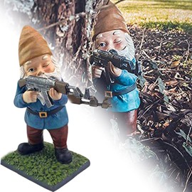 ADEXTOT Special Forces Army Gnomes Garden Decor Battle Statue Garden Sculptures Ornament for Outdoor Lawn Patio Yard Landscape Dwarf Figurines Brown Hat Standing