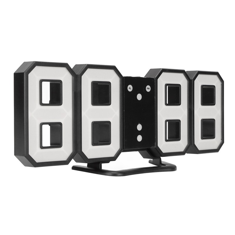 3D LED Digital Desktop Clock Dimmable Snooze Time Memory 12