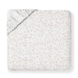 MakeMake Organics Organic Queen Fitted Sheet Set GOTS Certified Organic Cotton Fitted Sheet with Pillowcase Ultra Soft Non Toxic Breathable Hypoallergenic Colorful Neutral (Full, Gardenia)