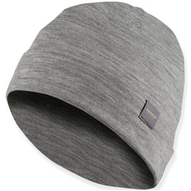 MERIWOOL Unisex Merino Wool Cuff Beanie Winter Hat for Men and Women Gray Heather