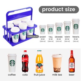 musbus Reusable Drink Carrier with Handle for Food Delivery Drivers, Portable Cup/Coffee Holder Accessories for Delivery, Foldable Drinks Caddy with Tray, Car Durable Plastic Festive Bottle, Vacation