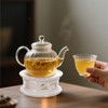 Nagpew Ceramic Teapot Warmer, Gold Rim Teapot Heater with Tealight